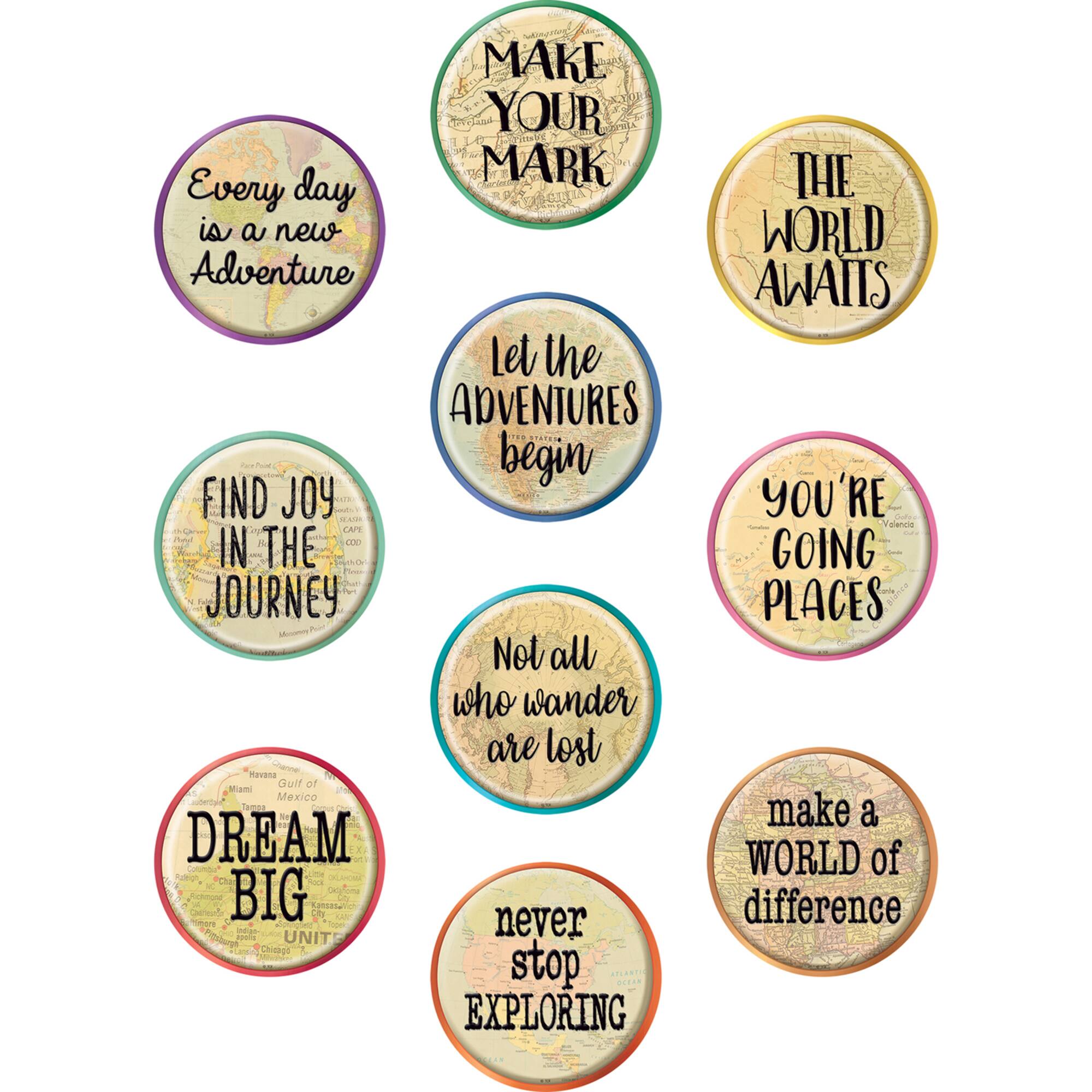 Teacher Created Resources Travel the Map Positive Saying Accents, 3 Packs of 30